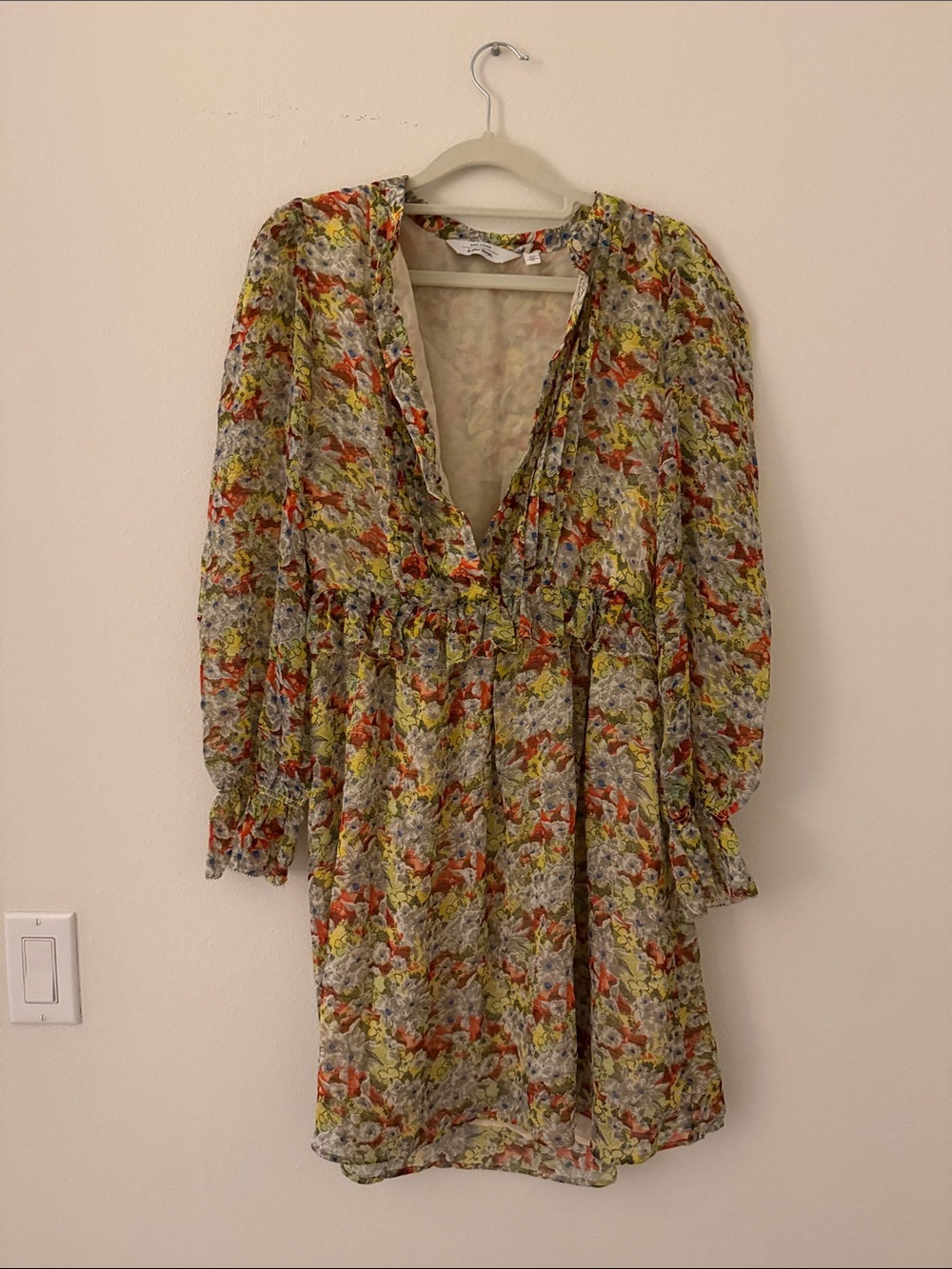 & Other Stories Floral Mini Dress in Yellow, Orange, Green